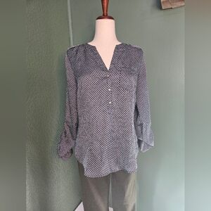 The Limited Black and White Monochrome Woven Patterned Blouse Small